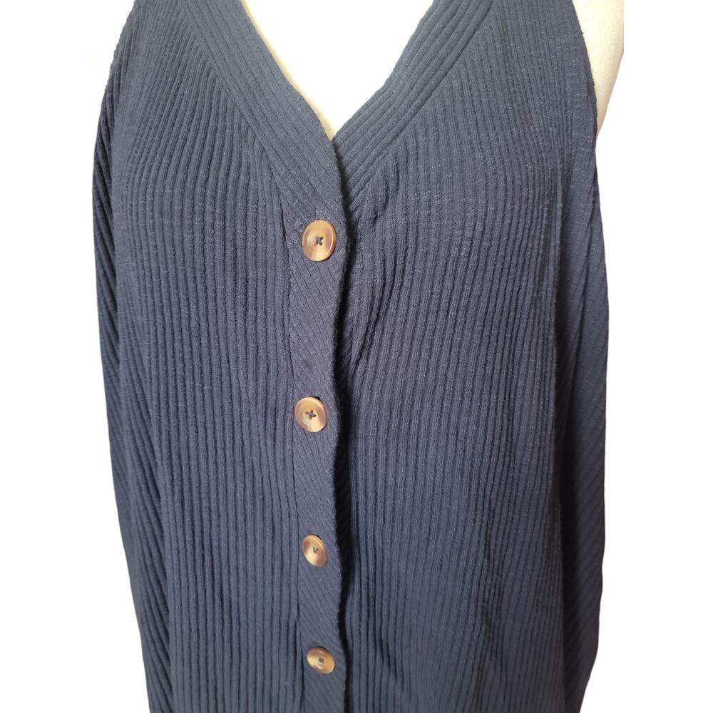 Ava & Viv plus size 3XL navy blue button‎ down casual tank top - Picture 3 of 6